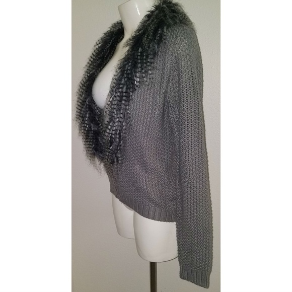 Matilda by True Love Gray Knit Cardigan Feathers Size Small - Picture 4 of 10